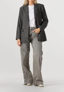 grijze haute l'amitié wide jeans side panel button tall jeans