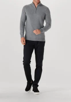 grijze profuomo trui pullover half zip wool blend