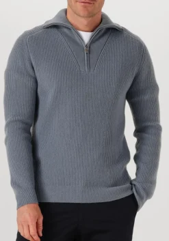 grijze profuomo trui pullover half zip
