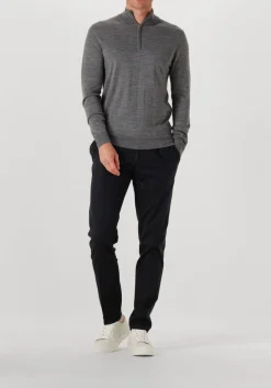 grijze profuomo trui pullover half zip merino