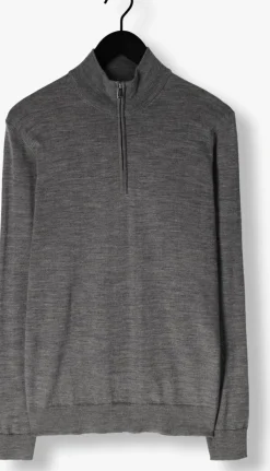 grijze profuomo trui pullover half zip merino