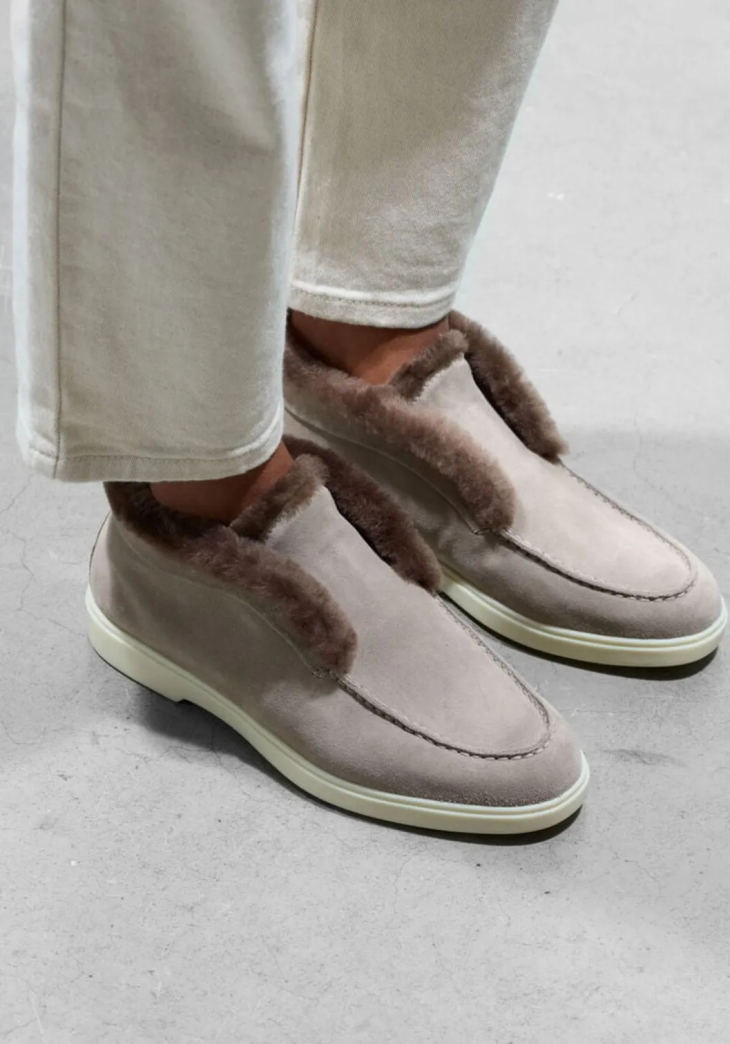 grijze santoni instappers sue vacht instapper