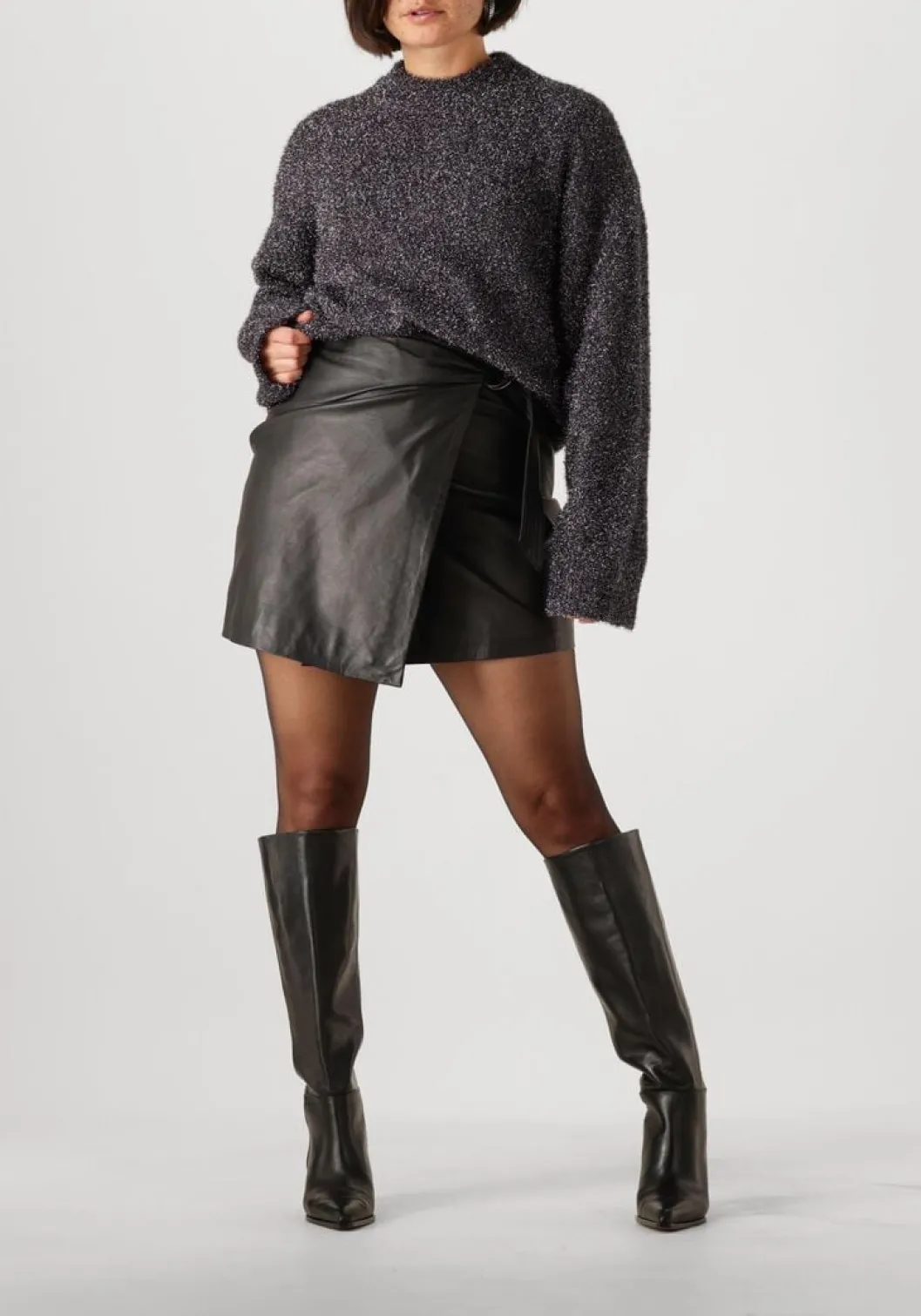 grijze second female trui lamilla knit o-neck