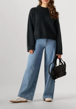 grijze second female trui brook knit drop shoulder o-neck