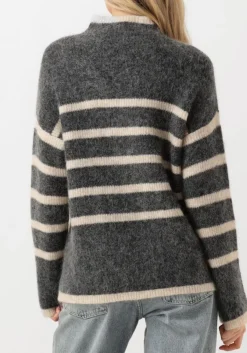 grijze second female trui ovalis knit t-neck