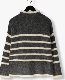 grijze second female trui ovalis knit t-neck