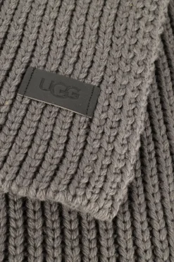 grijze ugg sjaal knit diagonal ribbed scarf
