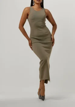 groene gestuz midi jurk briellegz sl rib dress