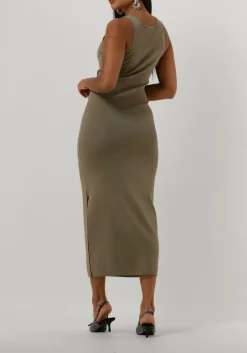 groene gestuz midi jurk briellegz sl rib dress