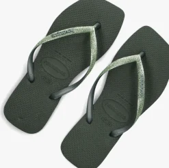 groene havaianas teenslippers square glitter