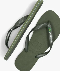 groene havaianas teenslippers brasil logo