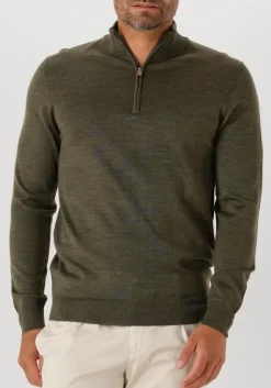 groene profuomo trui pullover half zip merino