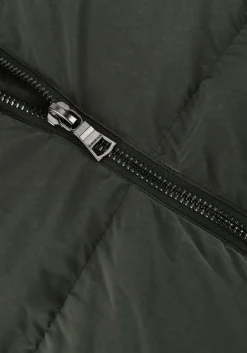 khaki blonde08 gewatteerde jas lang doorgestikte jas