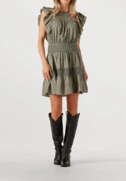 khaki co'couture mini jurk callumcc frill pintuck dress