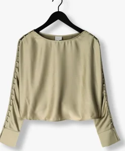 khaki dante6 blouses rocco satin button detail top