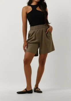 khaki gestuz korte broek lizagz linen hw shorts
