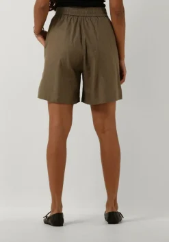 khaki gestuz korte broek lizagz linen hw shorts