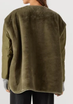 khaki ugg faux fur jas w amilea rev quilted jacket