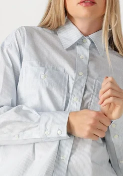 lichtblauwe closed blouses cropped front oversized