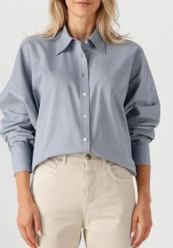 lichtblauwe closed blouses pleated shirt