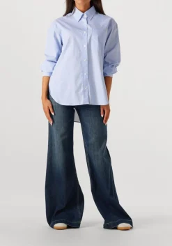 lichtblauwe closed blouses oversized shirt