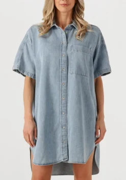 lichtblauwe closed mini jurk shirtdress
