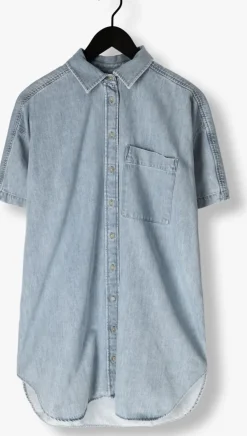 lichtblauwe closed mini jurk shirtdress