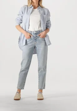 lichtblauwe closed mom jeans pedal pusher