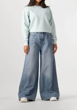 lichtblauwe closed sweater printed sweatshirt