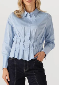 lichtblauwe co'couture blouses poppy pleat waist