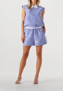 lichtblauwe dante6 korte broek bryson embellished stripe shorts