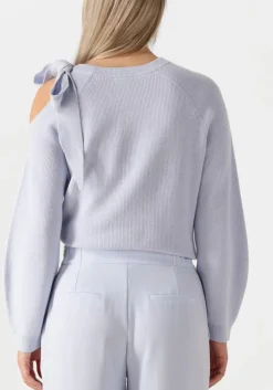 lichtblauwe dante6 trui ulyn cut-out bow sweater