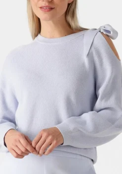 lichtblauwe dante6 trui ulyn cut-out bow sweater