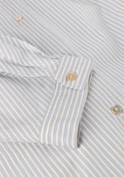 lichtblauwe forte forte blouses froisse' cotton stripe bohemian shirt