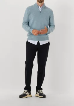 lichtblauwe gran sasso trui mock zip