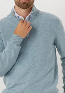 lichtblauwe gran sasso trui mock zip