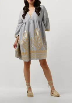 lichtblauwe greek archaic kori mini jurk 230645