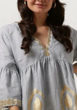 lichtblauwe greek archaic kori mini jurk 230645