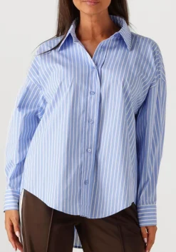 lichtblauwe haute l'amitié blouses bow candy twist stripe shirt