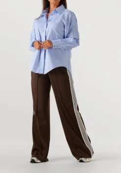 lichtblauwe haute l'amitié blouses bow candy twist stripe shirt