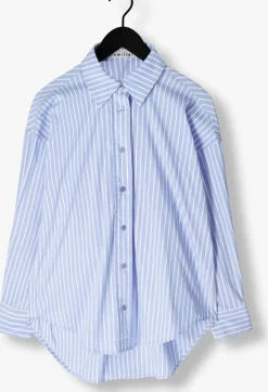 lichtblauwe haute l'amitié blouses bow candy twist stripe shirt