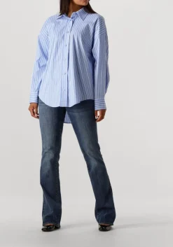 lichtblauwe haute l'amitié blouses bow candy twist stripe shirt