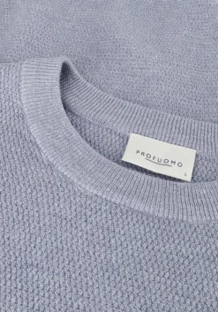 lichtblauwe profuomo trui structure crew neck