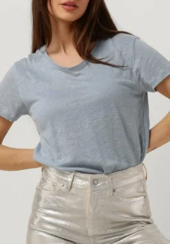 lichtblauwe second female t-shirt peony o-neck tee