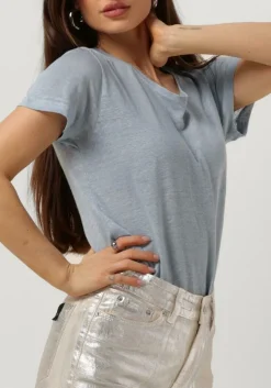 lichtblauwe second female t-shirt peony o-neck tee