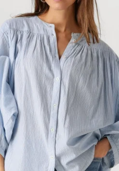 lichtblauwe summum blouses oversized blouse micro stripe
