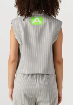 lichtgrijze alix the label gilet ladies woven pinstripe waistcoat