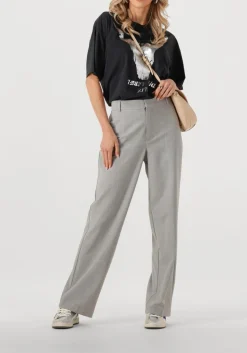 lichtgrijze alix the label pantalon ladies woven foil stripe pants