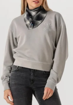lichtgrijze closed sweater printed sweat shirt