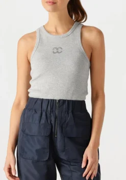 lichtgrijze co'couture top saharacc embroidery tank top